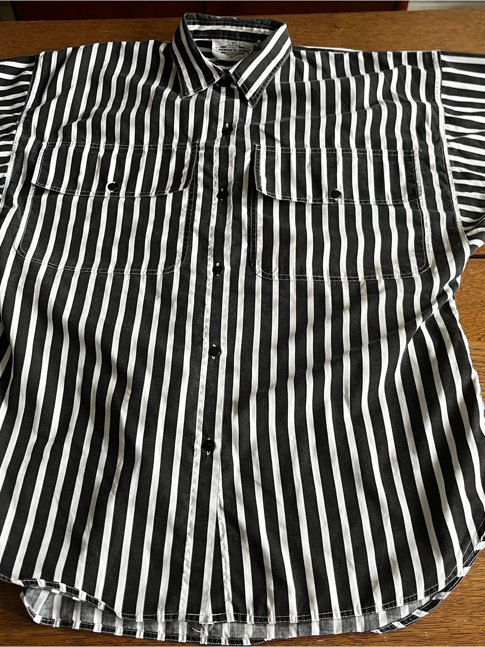 Vintage Black and White Vertical Stripe Men's Button-Down Shirt